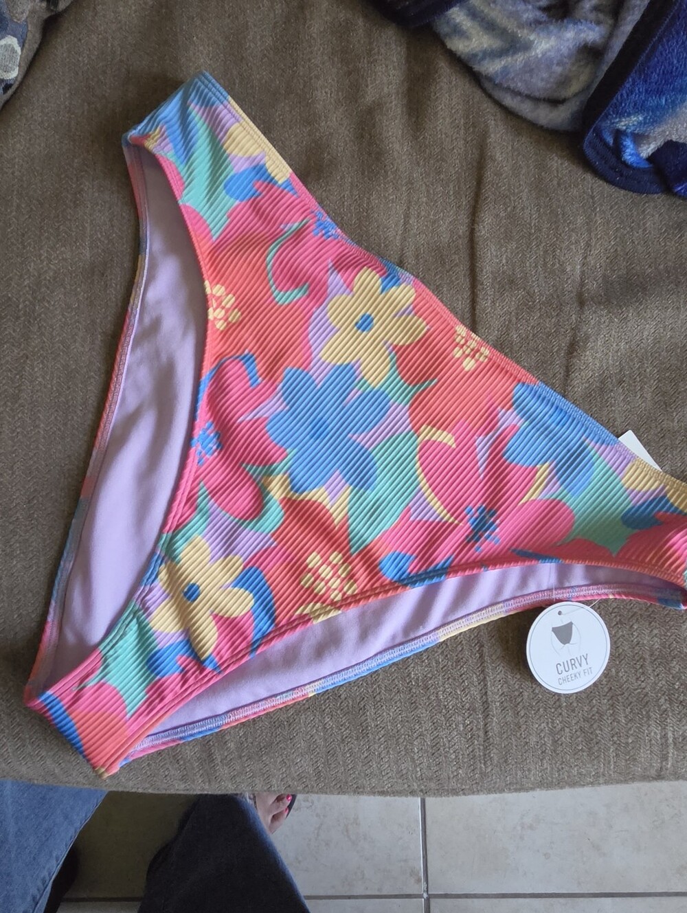Hollister Cheeky Fit Floral Ribbed Bikini Bottom - Pink Multi Size XL